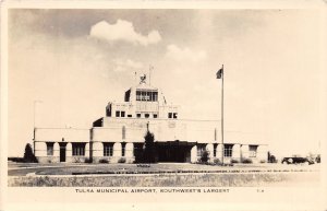 J34/ Tulsa Oklahoma RPPC Postcard c1940s Municipal Airport Airplane  38