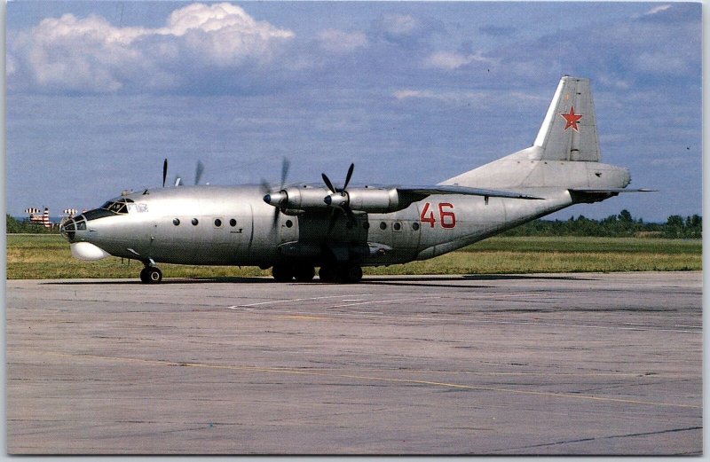 Antonov AN 12ECM (Cub-D) C/N Red 46 of Soviet Air Force Aircraft Postcard