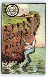 c1880 CLARK'S MILE-END SPOOL COTTON CLIFFSIDE PAINTER WAVES TRADE CARD P1982