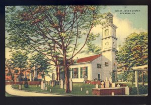 Richmond, Virginia/VA Postcard, Early View Of Old St. John's Church