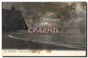 Old Postcard Moonlight Etretat