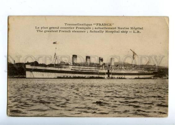 159683 WWI RED CROSS FRANCE Steamer HOSPITAL SHIP Vintage PC