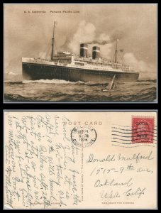 Abro Stamps 1928 S.S.California Panama Pacific Line Balboa/Oakland Postcard