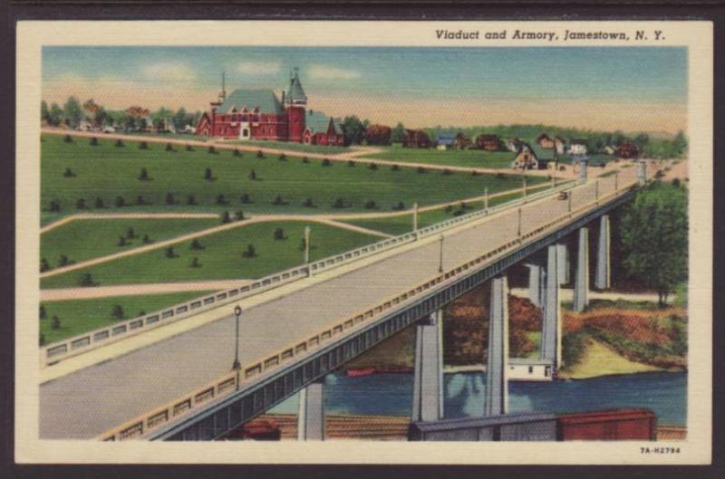 Viaduct,Armory,Jamestown,NY Postcard 