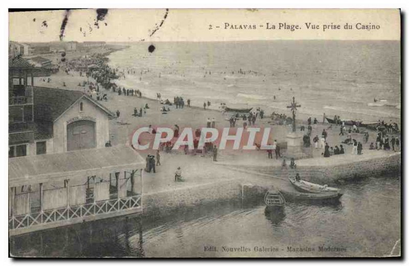 Old Postcard PALAVAS The Beach View from casino