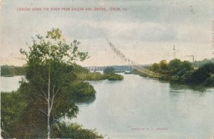 Dixon IL Illinois - Rock River from Galena Ave Bridge - pm 1909 - Farney Photo