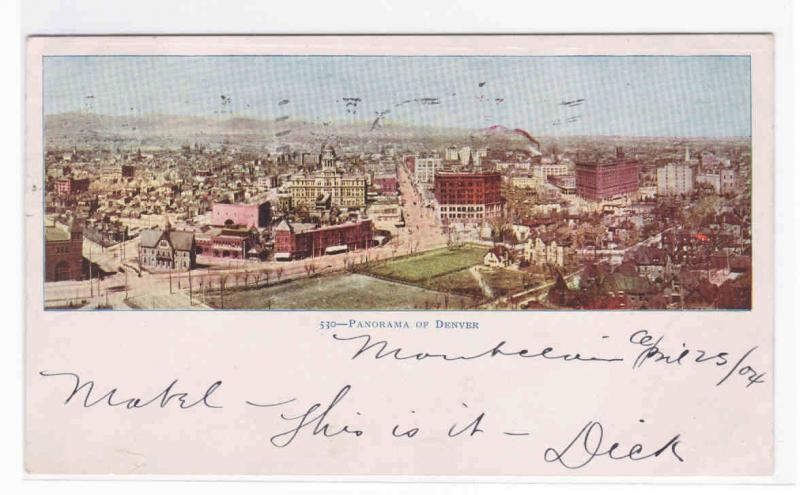 Panorama Denver Colorado 1904 postcard