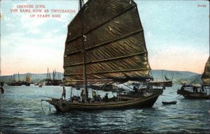 Chinese Junk Ship Harbor Publ in Hongkong Hong Kong c1910 Postcard