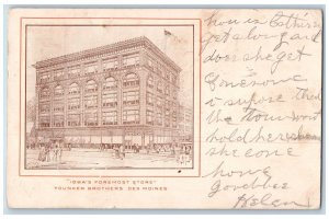 Des Moines Iowa IA Postcard Younker Brothers Iowa Foremost Store 1908 Antique