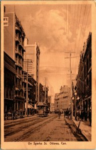 Sparks Street View Trolley Streetcar Ottawa Ontario Canada 1910s DB Postcard C2