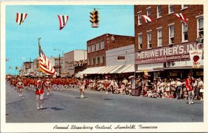Postcard TN Humboldt Annual Strawberry Festival Parade School Band 1960s S78