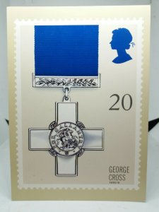 Royal Mail 20p Stamp Postcard George Cross Medal John Gibbs John Harwood 1990