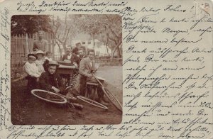 ELBERFELD GERMANY~GROUP OF PEOPLE WITH BICYCLES-1900 PHOTO POSTCARD
