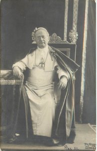 RPPC Postcard Pope Pius XI Fili Alinari seated on Throne