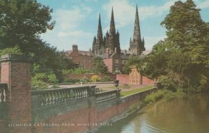 Staffordshire Postcard - Lichfield Cathedral From Minster Pool. Used - RS23787