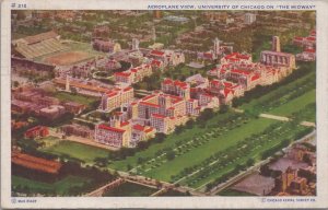 Postcard Aeroplane View University of Chicago on the Midway IL