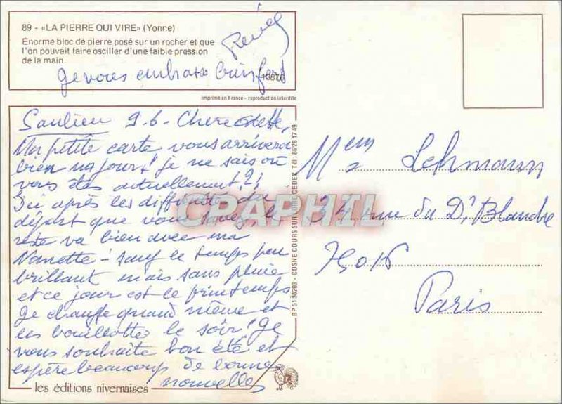 Modern Postcard La Pierre qui Vire (Yonne)