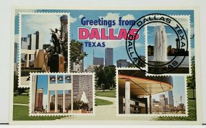 TX Greetings From DALLAS TEXAS Postage Stamp View Postcard I14