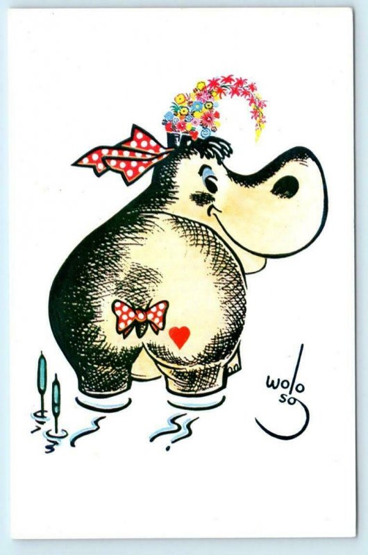 SAN FRANCISCO, CA ~ Advertising HIPPO HAMBURGERS Whimsical Wolo Art Postcard