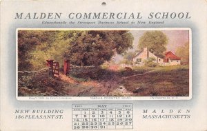 Malden Massachusetts 1911 Calendar Postcard Commercial School May