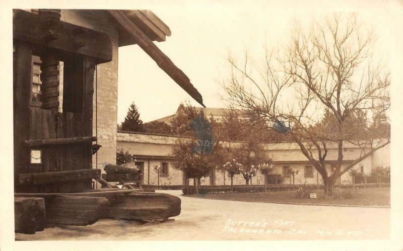RPPC SUTTER'S FORT Sacramento, CA Real Photo c1930s Vintage Postcard