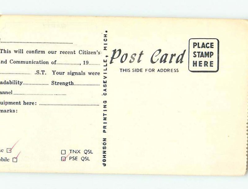 Pre-1980 RADIO CARD - Caseville - Near Port Austin & Bay City MI AH1723