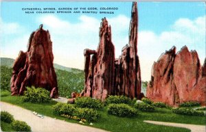 Cathedral Spires Garden of the Gods near Colorado Springs Colorado Postcard