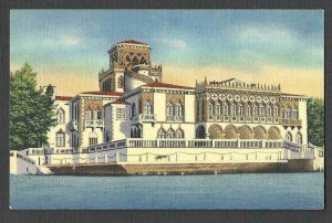 Ca 1945 POST CARD SARASOTA FL RINGLING BROS MANSION, LINEN TYPE MINT