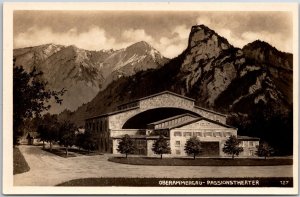 Oberammergau Passions Theater Germany Mountains Real Photo RPPC Postcard
