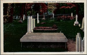 1935 COOPERSTOWN NEW YORK JAMES FENIMORE COOPER GRAVE CEMETARY POSTCARD 26-165