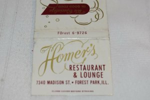 Homer's Restaurant Forest Park Illinois 30 Strike Matchbook Cover