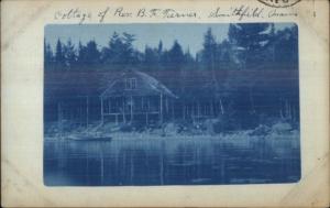 Smithfield ME Cottage of Reverend BF Turner 1909 Cyanotype Real Photo Postcard