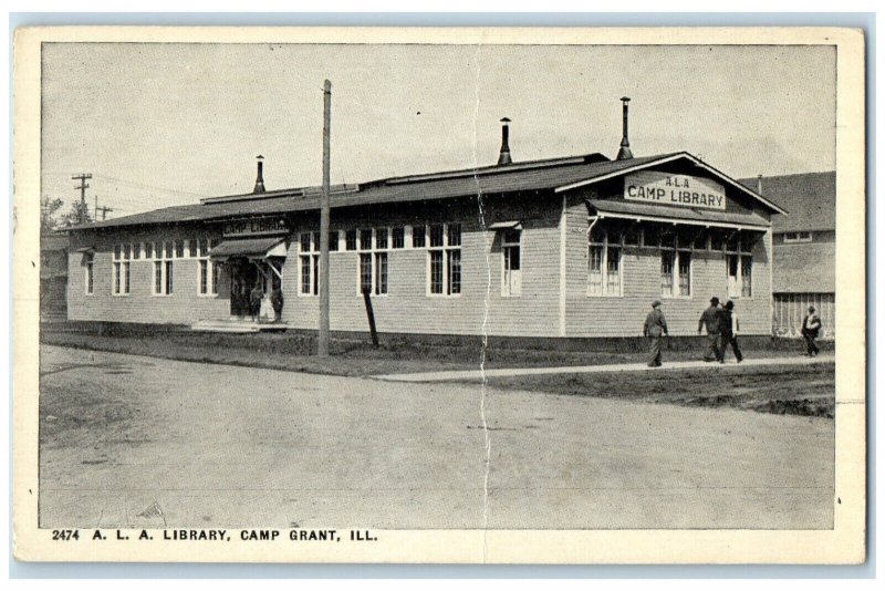 c1920's A.L.A Library Camp Grant Illinois IL WW1 Antique Unposted Postcard