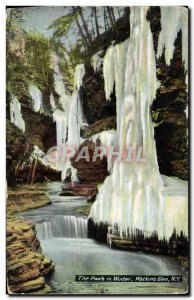 Old Postcard The Pools In Winter Wackins Glen N Y