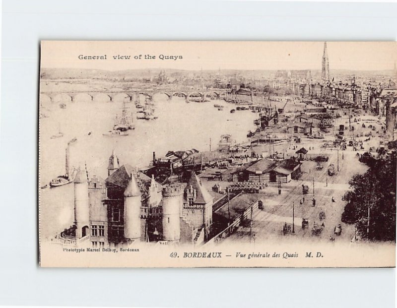 Postcard General view of the Quaya Bordeaux France