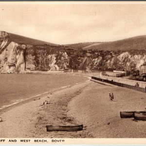 c1930s Dover Kent Shakespeare Cliff Postcard West Beach Salmon Series Seascape