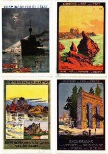 ADVERTISING TRAINS, CHEMIN DE FER POSTER STYLE 33 Vintage Postcards (L2735)