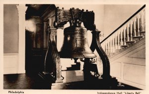 Postcard Real Photo Independence Hall Liberty Bell Philadelphia PA RPPC