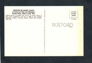 MO Statue Saint St Louis Art Museum France King IX Missouri Postcard