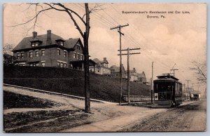 K11/ Donora Pennsylvania Postcard c1910 Superintendent Home Trolley 375