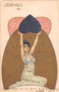 J46/ Artist Signed Postcard c1910 Raphael Kirchner Pretty Woman Art Nouveau 218