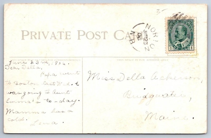 Rideau Falls Ottawa, 1906 W.G. MacFarlane Postcard, Norton NB Split Ring Cancel