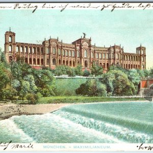 c1900s UDB Munich, Germany Maximilianeum Palace Building River Bridge A343