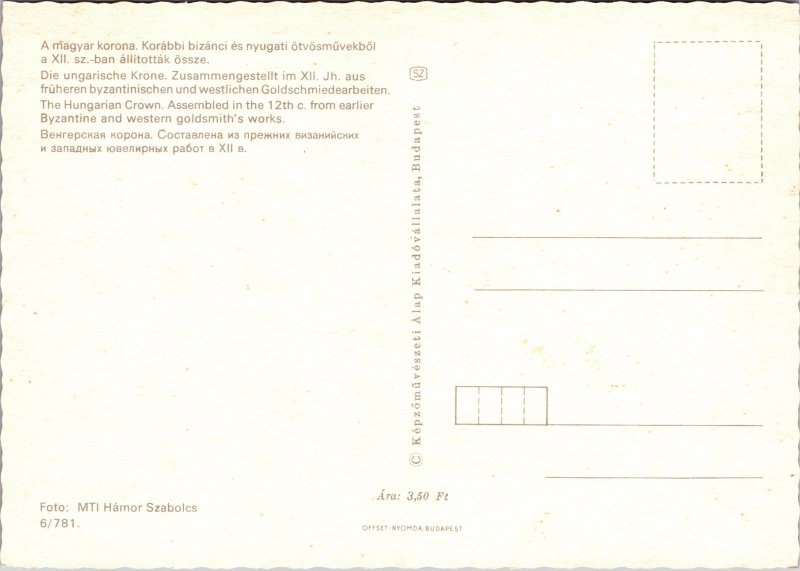 Postcard Hungary Magyar Hungarian Crown