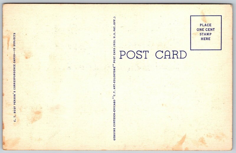 Postcard Brighton Ontario c1935 Busy Person’s Time Saver Card Unused Linen