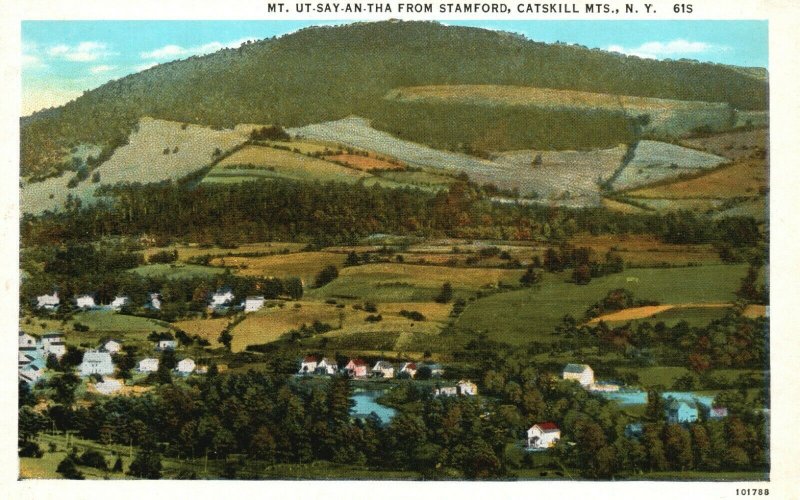 Vintage Postcard 1920's Mt. UT-SAY-AN-THA from Stamford Catskill Mountains NY