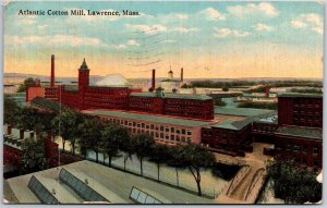 1914 Atlantic Cotton Mill Lawrence Massachusetts MA Aerial View Posted Postcard