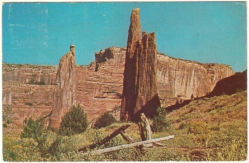 Spider Rock & Speaking Rock, Canyon De Chelly, Arizona, Vintage Chrome Postcard