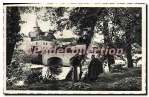 Postcard Old Creuse Picturesque Farmers On The Banks Of The Basement