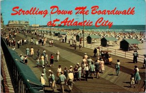 Boardwalk Atlantic City New Jersey Ocean Scenic Beach Chrome Cancel WOB Postcard 